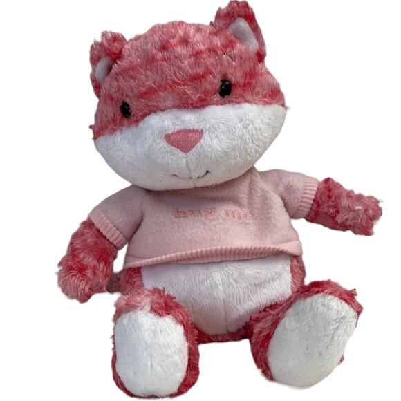 Hallmark Pink Cat Hug Me Plush Stuffed Animal Striped Kitty NOT Working READ - Picture 1 of 12